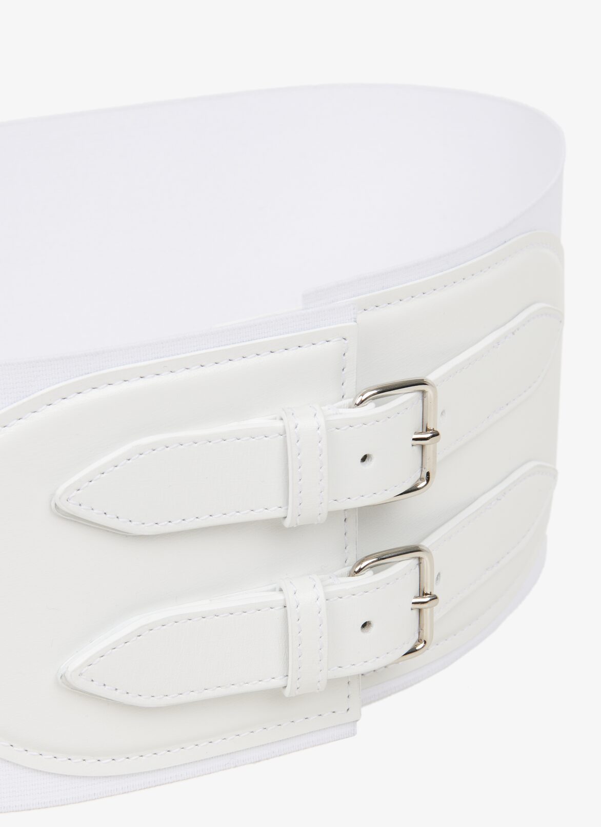 Corset elastique belt in stretch and calfskin ALAÏA OPTIC WHITE CORSET ELASTIQUE BELT IN STRETCH AND CALFSKIN